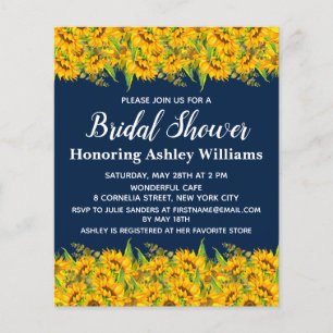 Papier Budget Sunflower Bridal Douche Invitations Floral