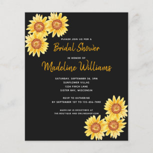 Papier Budget Sunflower Bridal Show Invitation Noir