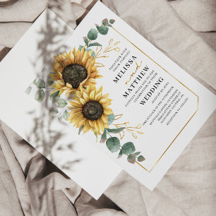 Papier Budget Sunflower Eucalyptus Faire-part de mariage