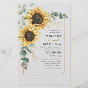 Papier Budget Sunflower Eucalyptus Faire-part de mariage