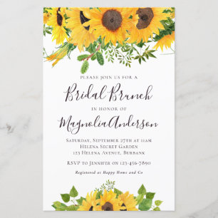 Papier Budget Sunflower Fête des mariées Brunch Invitatio