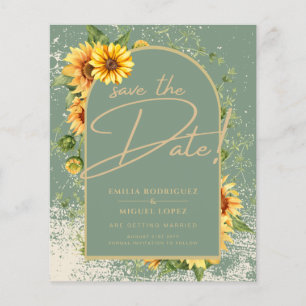 Papier BUDGET Sunflower Sage Mariage Enregistrer La Date