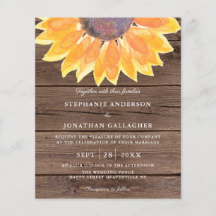 Papier Budget Sunflower Wood QR Code Faire-part de mariag