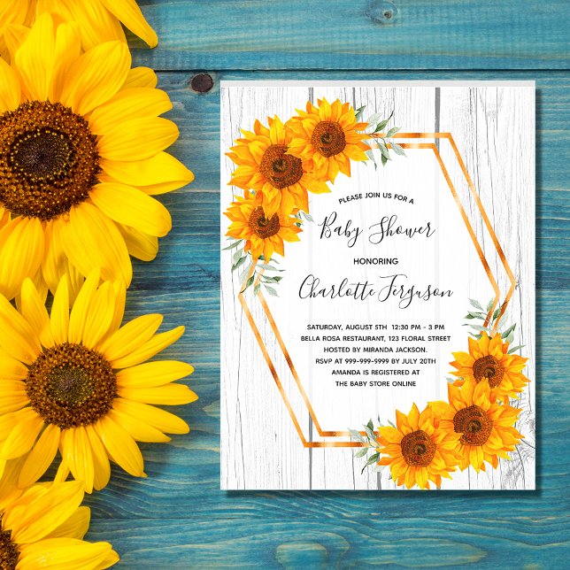 Papier Budget Sunflowers Baby shower invitation rustique (Créateur téléchargé)