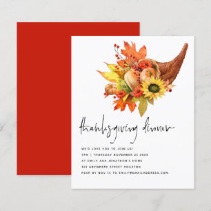 Papier Budget Sunflowers Cornucopia Thanksgiving Invitati