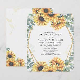Papier Budget Sunflowers Gold Bridal Shower Invitation