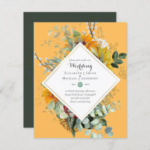 Papier Budget Sunflowers Greenery Mariage Invite