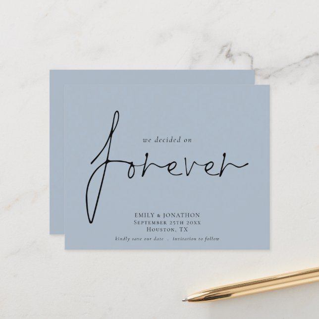 Papier Budget sur Forever Blue Enregistrer la date (Devant/Arrière en situation)