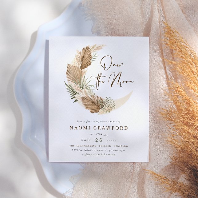 Papier Budget Sur Le Baby shower Moon Boho Palm Pampas (Créateur téléchargé)