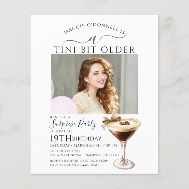 Papier BUDGET SURPRISE PARTY Tini Bit Older Martini 19e (Devant)
