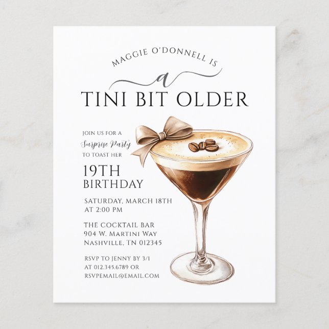 Papier BUDGET SURPRISE PARTY Tini Bit Older Martini 19e (Devant)