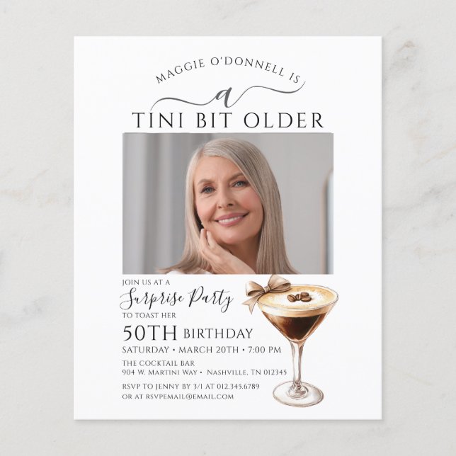 Papier BUDGET SURPRISE PARTY Tini Bit Older Martini 50e (Devant)