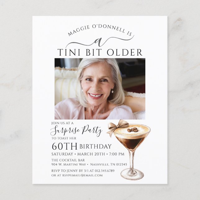 Papier BUDGET SURPRISE PARTY Tini Bit Older Martini 60e (Devant)