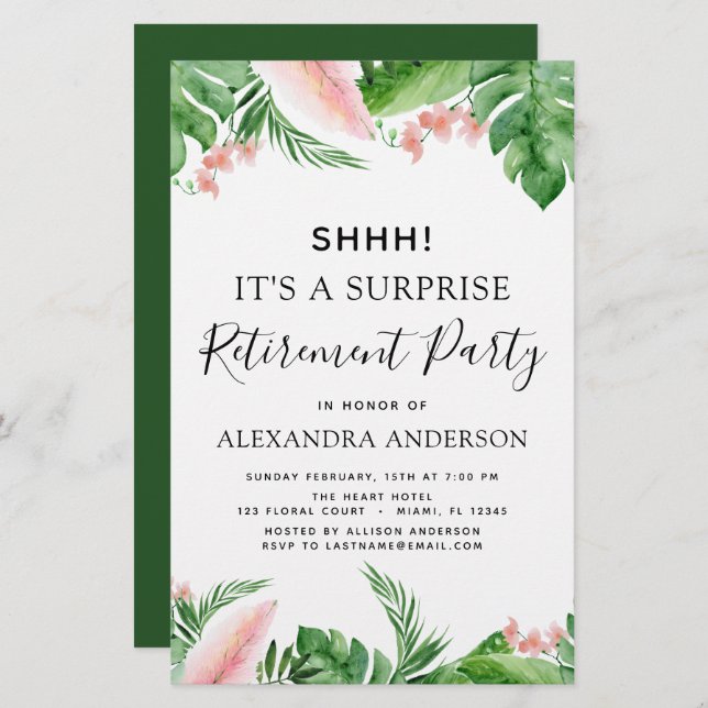 Papier Budget Surprise Retraite Parti Tropical (Devant / Derrière)