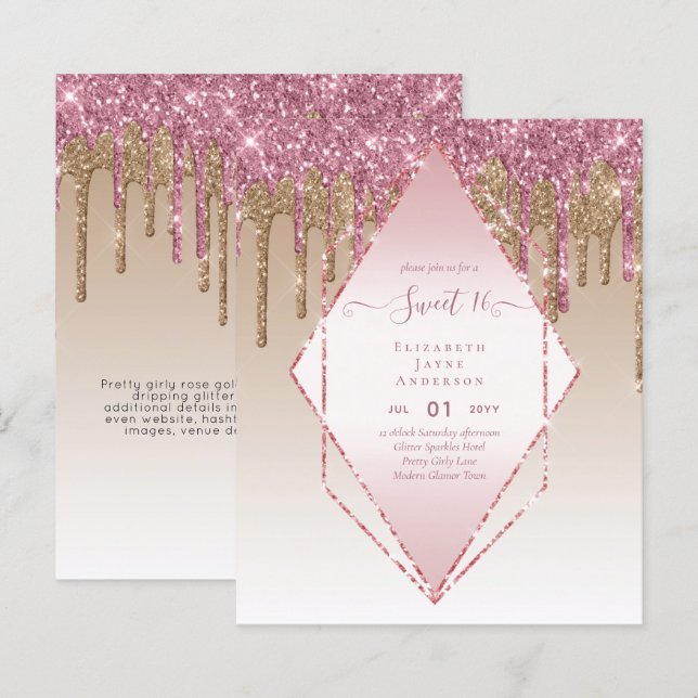 Papier BUDGET SWEET16 Parties scintillant de séchage Glam (Devant / Derrière)