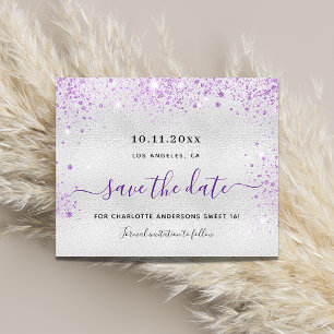 Papier Budget Sweet 16 argent violet enregistrer la date