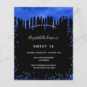 Papier Budget Sweet 16 black royal bleu invitation