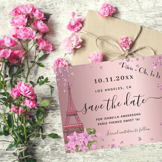Papier Budget Sweet 16 blush rose paris enregistrer la da (Créateur téléchargé)