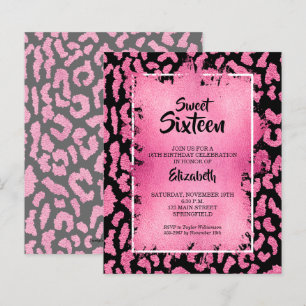 Papier Budget Sweet 16 léopard rose Invitations d'anniver
