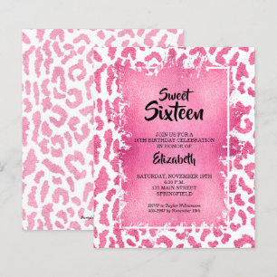 Papier Budget Sweet 16 léopard rose Invitations d'anniver