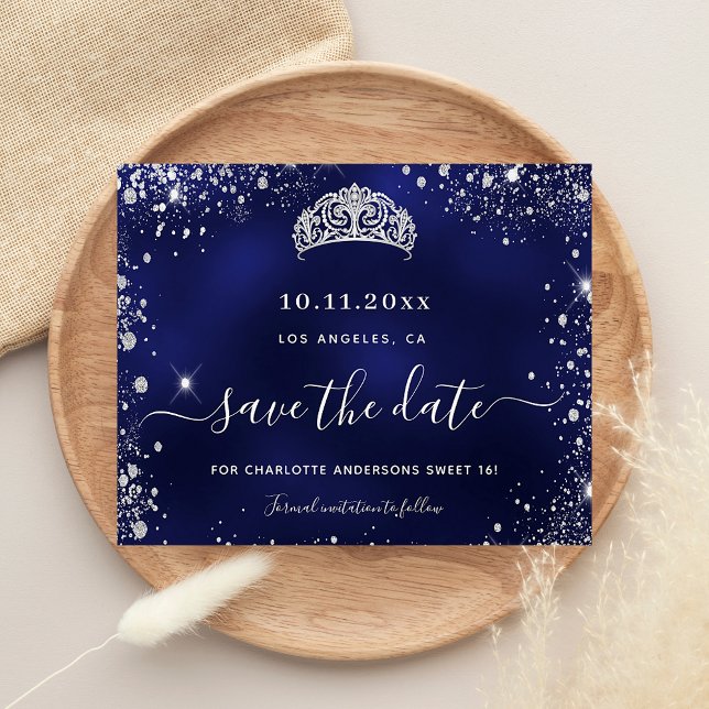 Papier Budget Sweet 16 marine bleu argent parties scintil (Créateur téléchargé)