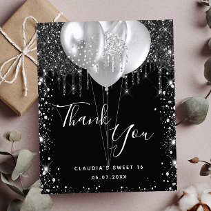 Papier Budget Sweet 16 noir argent parties scintillant me