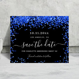 Papier Budget Sweet 16 noir bleu royal enregistrer la dat