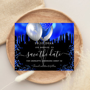 Papier Budget Sweet 16 noir bleu royal enregistrer la dat