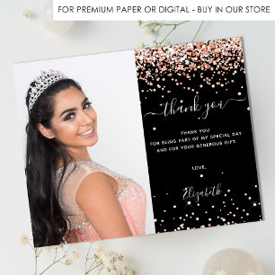 Papier Budget Sweet 16 noir rose or photo merci