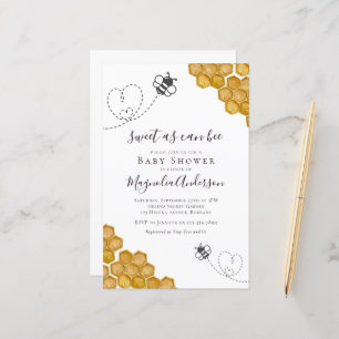 Papier Budget Sweet as Can Bee Baby shower Invitation