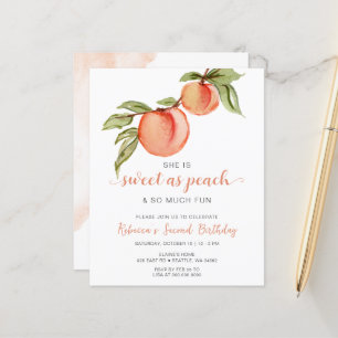 Papier Budget Sweet as Peach Girl Anniversaire Invitation