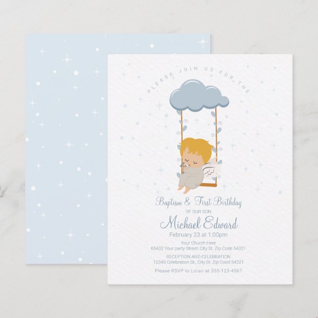 Papier Budget Sweet Baby Angel Baptême (Devant / Derrière)