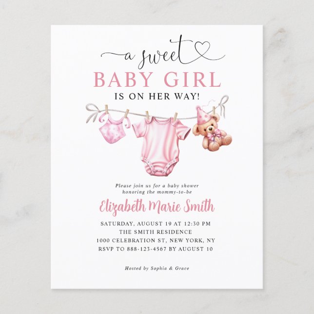 Papier Budget Sweet Little Rose Vêtements Baby shower fil (Devant)