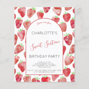 Papier Budget Sweet sixteen fraise fête d'anniversaire