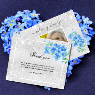 Papier Budget Sympathy argent bleu floral photo merci