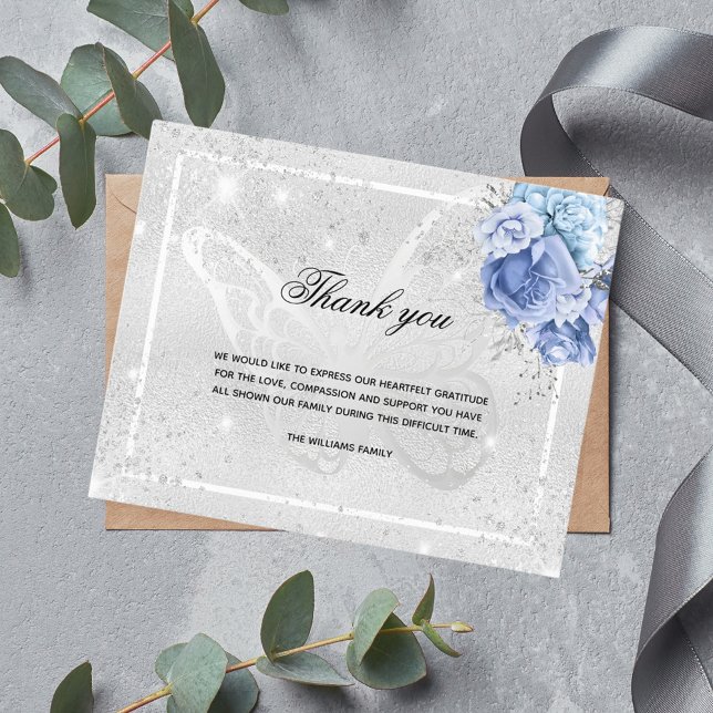 Papier Budget Sympathy argent floral photo merci (Créateur téléchargé)