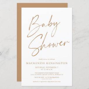 Papier Budget Tan Earth Tones Simple Script Baby shower