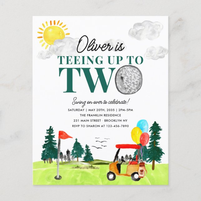 Papier Budget Tea to Two Golf Boy Golf 2e anniversaire (Devant)