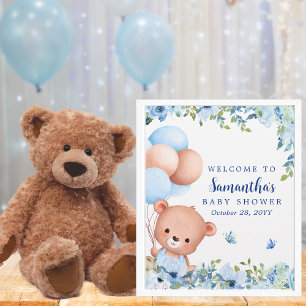Papier Budget Teddy Bear Balloon Baby shower Affiche de b