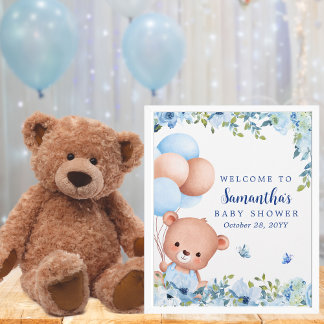 Papier Budget Teddy Bear Balloon Baby shower Affiche de b