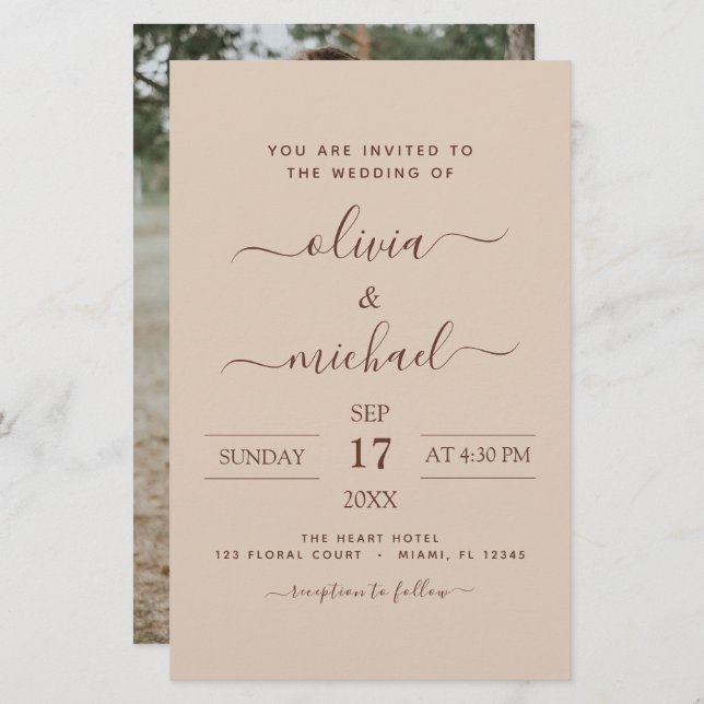 Papier Budget Terra Cotta Boho Mariage Moderne Simple (Devant / Derrière)