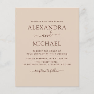 Papier Budget Terra Cotta Boho Mariage Moderne Simple