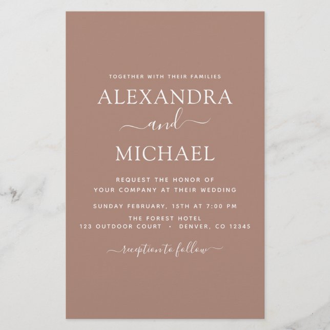 Papier Budget Terra Cotta Boho Mariage Moderne Simple (Devant)