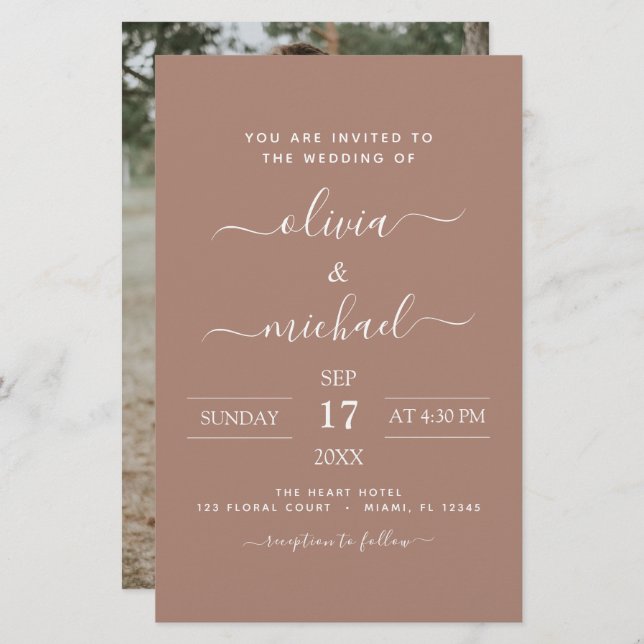 Papier Budget Terra Cotta Boho Mariage Moderne Simple (Devant / Derrière)