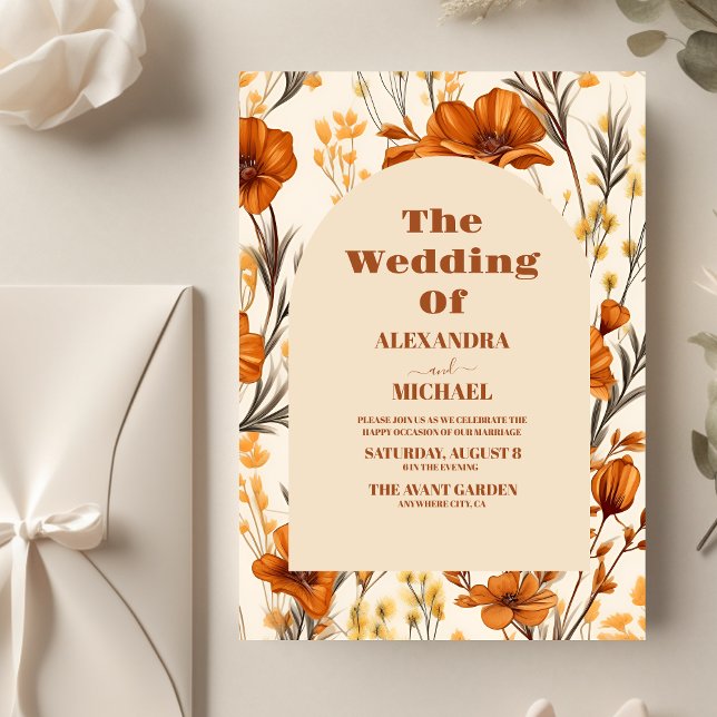 Papier Budget Terracotta Aquarelle Fleur sauvage Mariage (Créateur téléchargé)