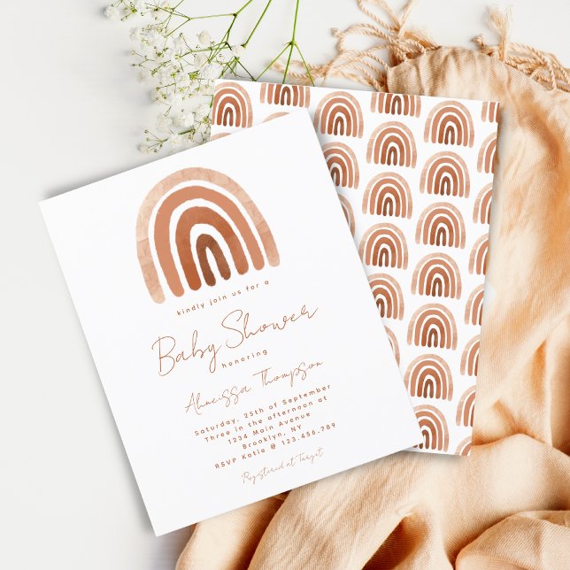 Papier Budget Terracotta Aquarelle Rainbow Baby shower (Créateur téléchargé)