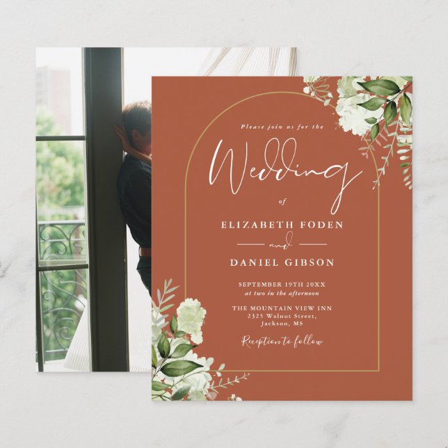 Papier Budget Terracotta Arche Florale Photo Mariage Invi (Devant / Derrière)