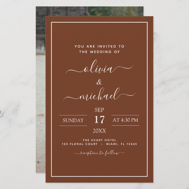 Papier Budget Terracotta Boho Mariage Moderne Simple (Devant / Derrière)