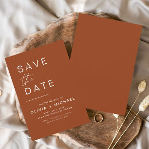 Papier Budget Terracotta Enregistrer la date Script minim