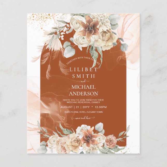 Papier BUDGET Terracotta Floral Pampas HÉRITAGE EN herbe (Devant)